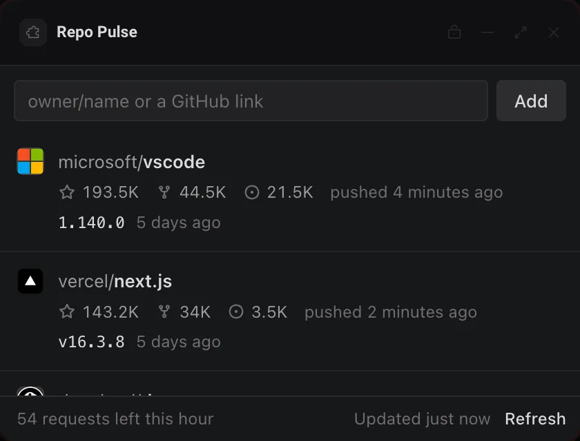 Repo Pulse on a Deska canvas